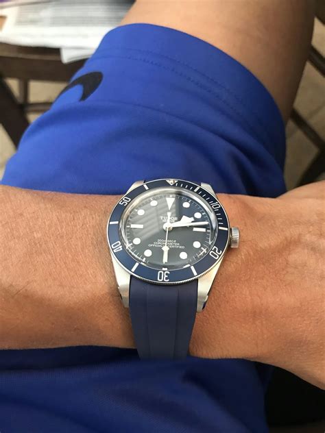 tudor black bay 58 blue rubber strap|tudor 58 rubber straps.